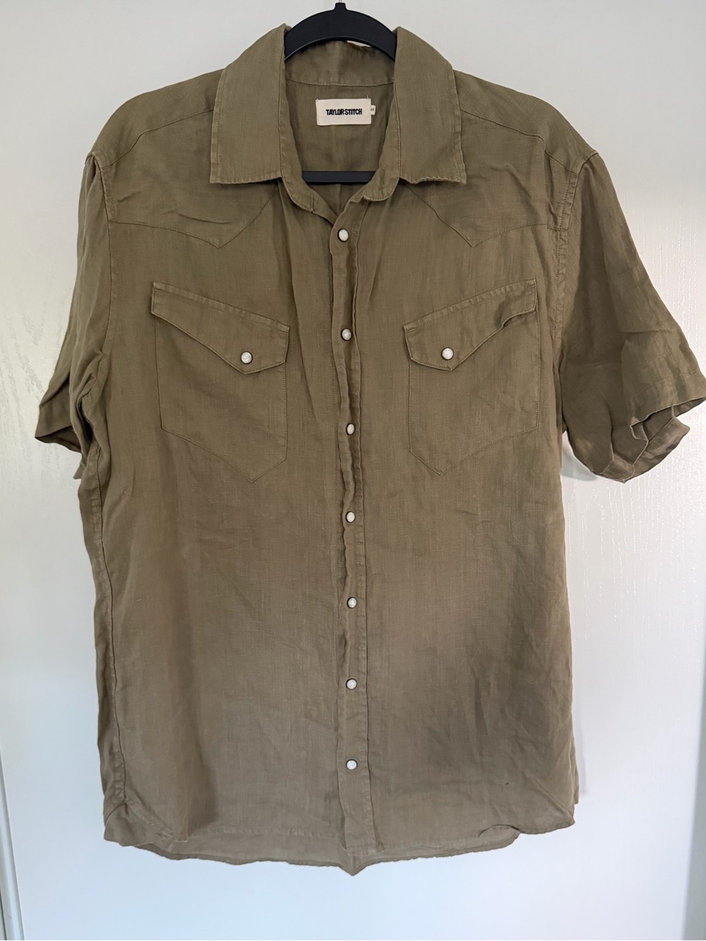 Taylor Stitch Short Sleeve Button-Down Shirt in Olive Drab